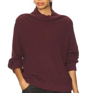 Brochu Walker Deep Burgundy Cowl Neck Sweater